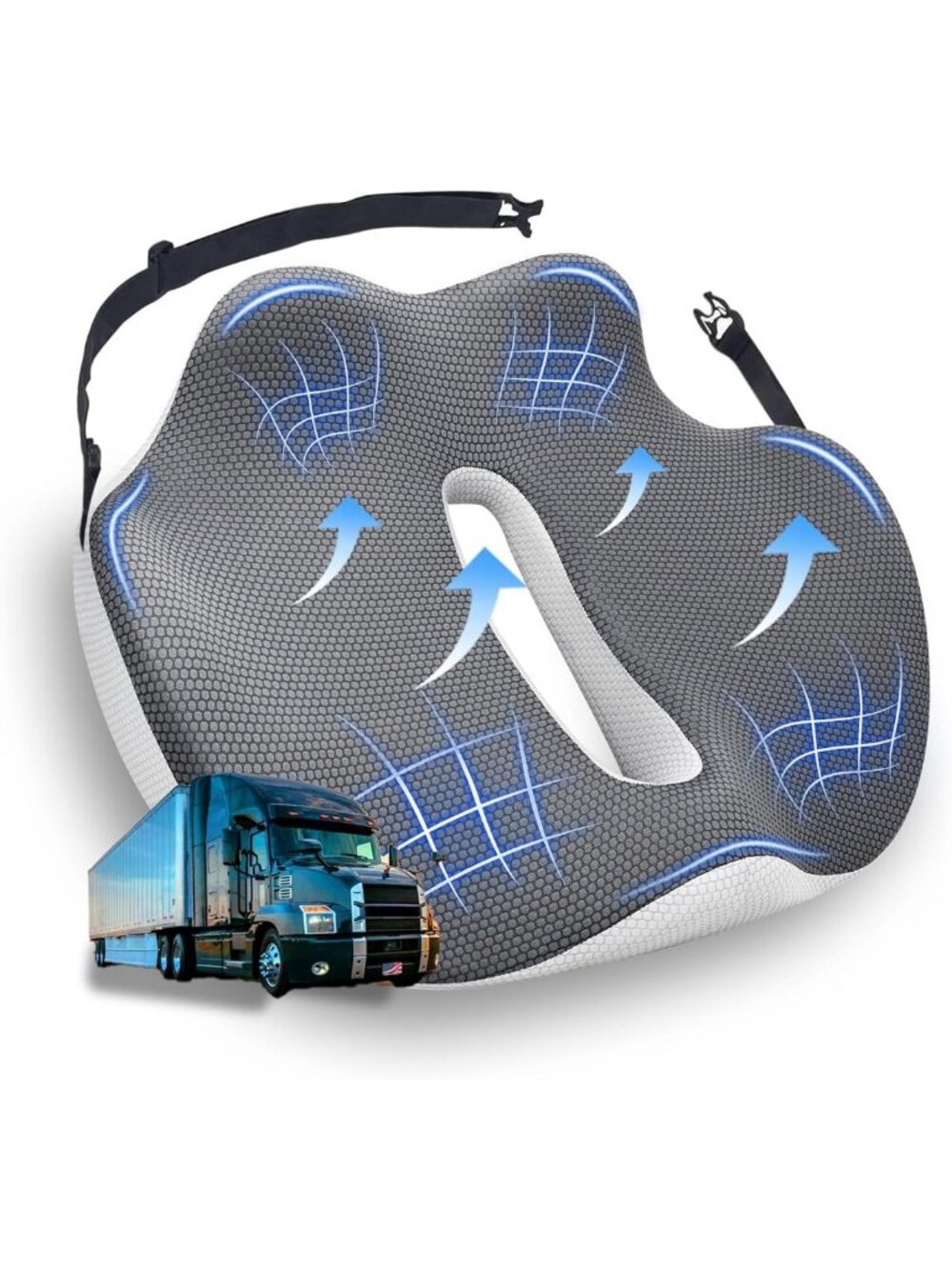 X-Large Memory Foam Truck Seat Cushion for Ultimate Comfort & Support